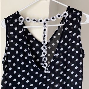 Nasty Gal Polka Dot Top with Flower Detail